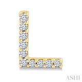1/10 Ctw Initial 'L' Single Cut Diamond Earrings in 10K Yellow Gold