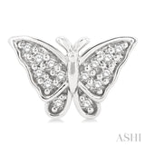 1/10 Ctw Petite Butterfly Round Cut Diamond Fashion Stud Earring in 10K White Gold