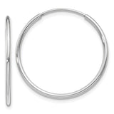 14k White Gold 1.2x25mm Polished Endless Tube Hoop Earrings