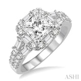 7/8 Ctw Diamond Semi-mount Engagement Ring in 14K White Gold