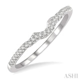 1/10 Ctw Curved Center Round Cut Diamond Wedding Band in 14K White Gold