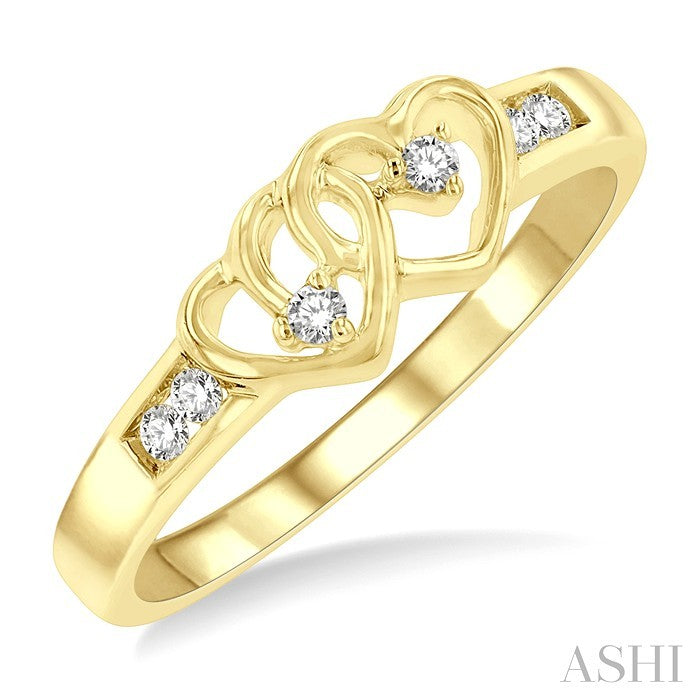 Twin Heart Shape Diamond Fashion Ring
