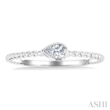 1/6 Ctw Bead Bijoux East-West Bezel Set Pear CutDiamond Stackable Petite Fashion Ring in 14K White Gold