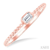 1/6 Ctw Bead Bijoux East-West Bezel Set Emerald Cut Diamond Stackable Petite Fashion Ring in 14K Rose Gold