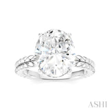 1/10 Ctw Oval Shape Round Cut Diamond Semi-Mount Engagement Ring in 14K White Gold