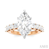 1 1/3 Ctw Marquise Shape Princess and Round Cut Diamond Semi-Mount Engagement Ring in 14K Rose and White Gold