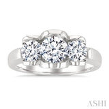 1 1/2 Ctw 3-Stone Round Cut Diamond Fashion Ring in 14K White Gold