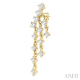 3/4 Ctw Round Cut Diamond Mini Chandelier Fashion Long Earrings in 14K Yellow Gold
