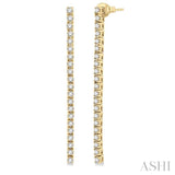 1 1/2 Ctw Single Line Drop Round Cut Diamond Tennis Earrings in 14K Yellow Gold