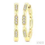 1/8 Ctw Ball Bead and Oblong Link Round Cut Diamond Fashion Hoop Earring in 10K Yellow Gold