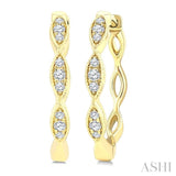 1/6 Ctw Marquise Shape Carving Round Cut Diamond Fashion Hoop Earrings in 10K Yellow Gold