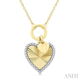 1/6 Ctw Fluted Heart Charm Round Cut Diamond Fashion Pendant With Chain in 10K Yellow and White Gold