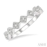 1/10 Ctw Rhombus Lattice Round Cut Diamond Stackable Band in 14K White Gold