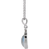 Sterling Silver 8x6 mm Natural Rainbow Moonstone & .03 CT Natural Diamond 16-18" Necklace