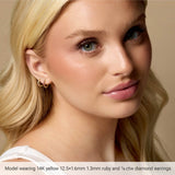 14K Yellow Gold 1/6 CTW Natural Diamond Hinged 15 mm Hoop Earrings