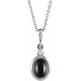 Platinum 8x6 mm Natural Black Onyx & .03 CT Natural Diamond 16-18" Necklace