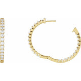 14K Yellow Gold 4 CTW Natural Diamond Inside-Outside Hinged 36 mm Hoop Earrings