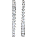 14K White Gold 5 CTW Lab-Grown Diamond Inside-Outside Hinged 37.8 mm Hoop Earrings