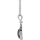 14K White Gold 10x8 mm Natural Black Onyx & .03 CT Natural Diamond 16-18" Necklace