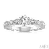 1/2 Ctw Diamond Engagement Ring with 1/4 Ct Round Cut Center Stone in 14K White Gold