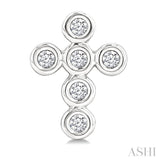 1/10 Ctw Bezel Set Cross Petite Round Cut Diamond Earrings in 10K White Gold