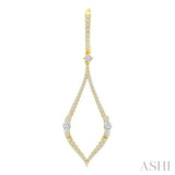 1 3/8 Ctw Elongated Open Window Marquise Shape Dangler Round Cut Diamond Fashion Earrings in 14K Yellow Gold