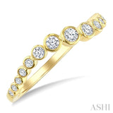 1/3 Ctw Bezel Set Round Cut Diamond Wave Fashion Ring in 14K Yellow Gold