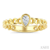 1/5 Ctw Bezel Set Pear Cut Diamond Curb Link Fashion Ring in 14K Yellow Gold