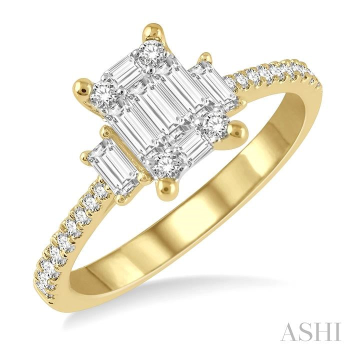Emerald Shape Fusion Diamond Engagement Rings