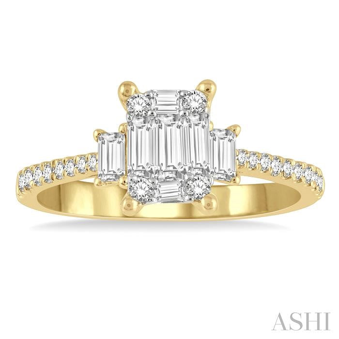 Emerald Shape Fusion Diamond Engagement Rings