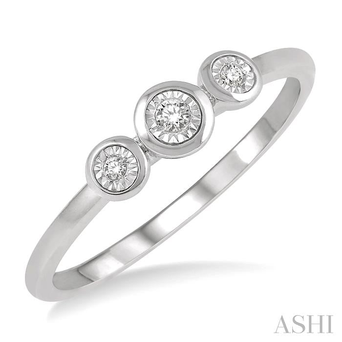 Stackable Round Shape Past Present & Future Diamond Promise Ring