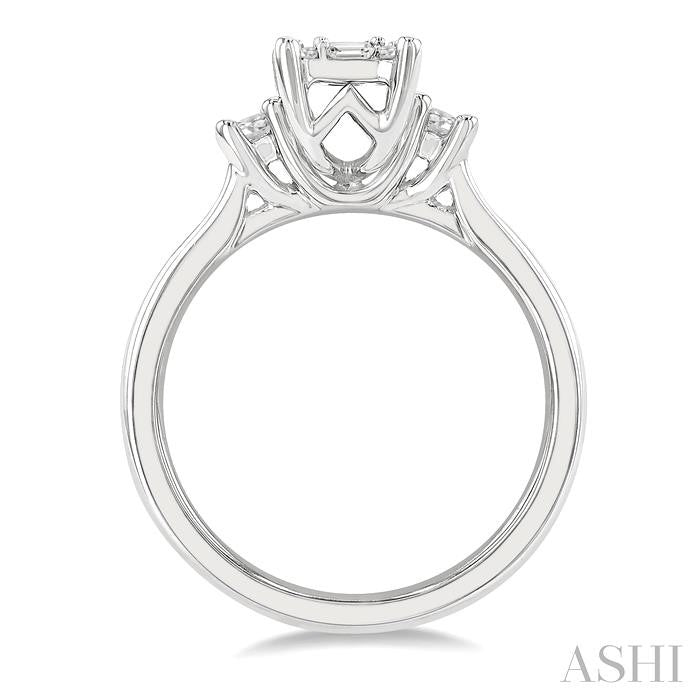 Emerald Shape Fusion Diamond Engagement Ring
