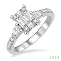 Emerald Shape Fusion Diamond Engagement Ring