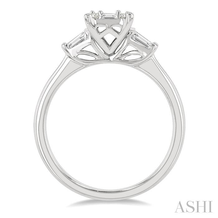 Emerald Shape Fusion Diamond Engagement Ring
