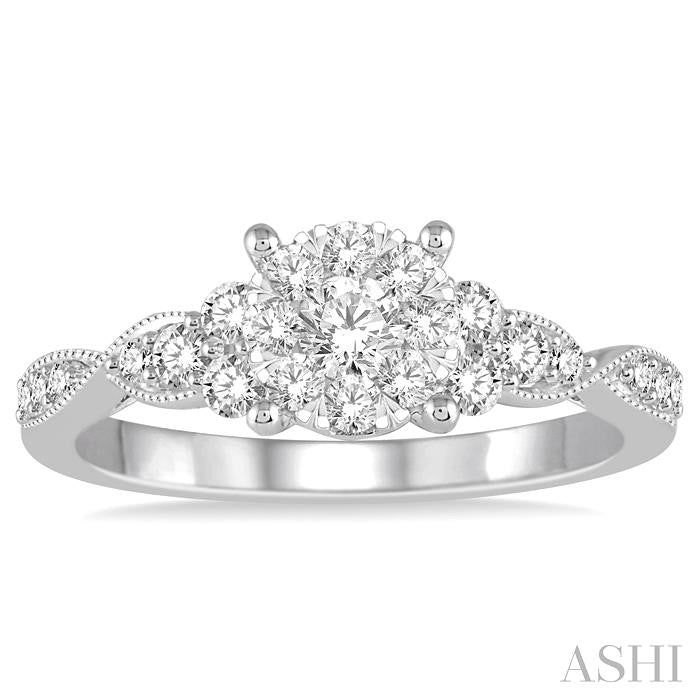 Round Shape Lovebright Diamond Engagement Ring