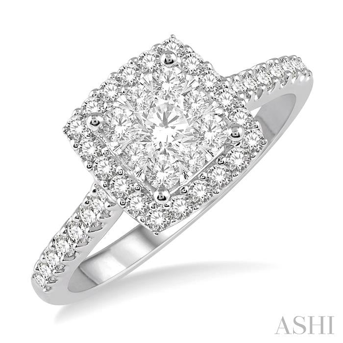 Cushion Shape Halo Lovebright Essential Diamond Engagement Ring