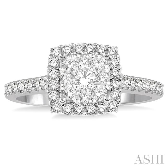 Cushion Shape Halo Lovebright Essential Diamond Engagement Ring