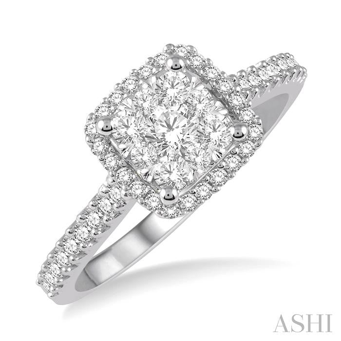 Cushion Shape Halo Lovebright Essential Diamond Engagement Ring