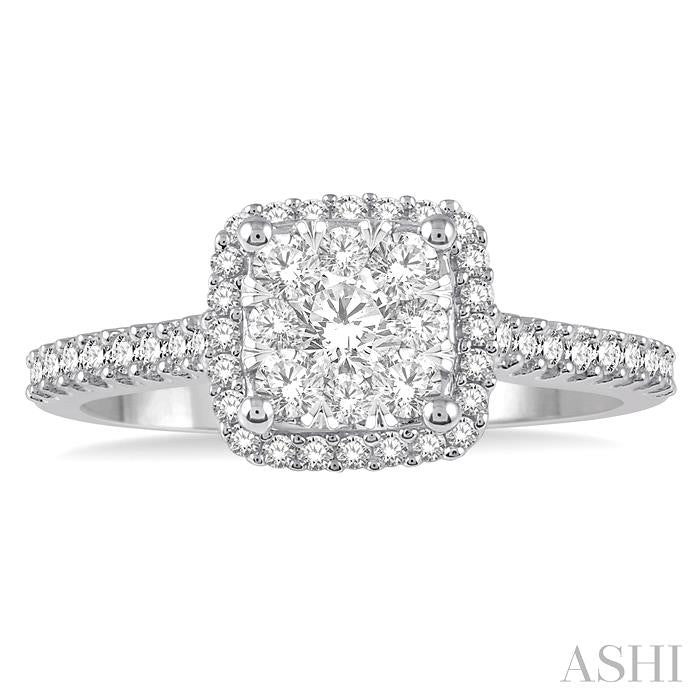 Cushion Shape Halo Lovebright Essential Diamond Engagement Ring