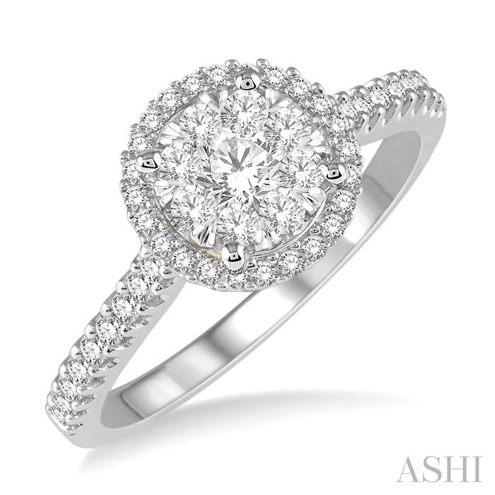 Round Shape Halo Lovebright Essential Diamond Engagement Ring