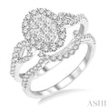 Oval Shape Halo Lovebright Diamond Wedding Set