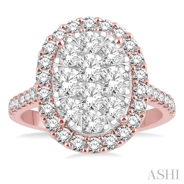 Oval Shape Halo Lovebright Essential Diamond Engagement Ring