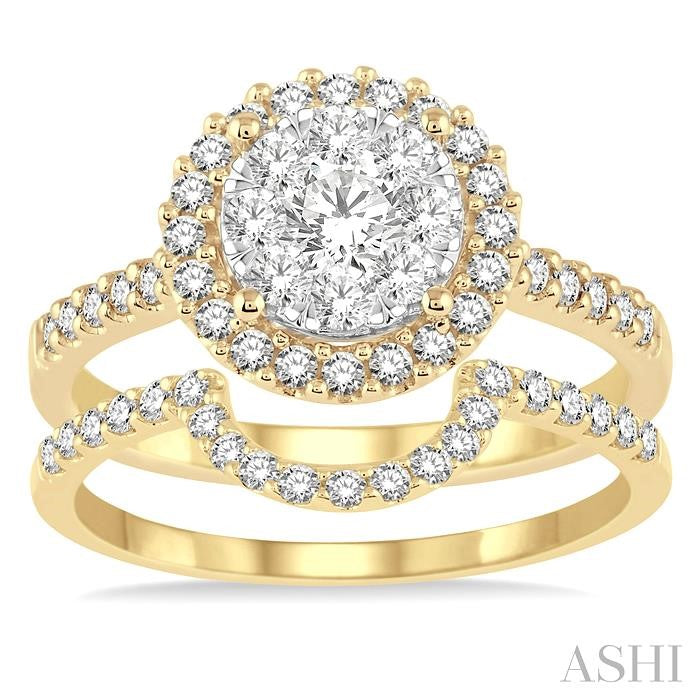 Round Shape Halo Lovebright Diamond Wedding Set