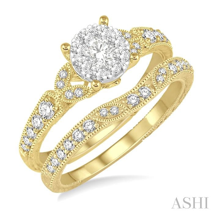 Round Shape Lovebright Diamond Wedding Set