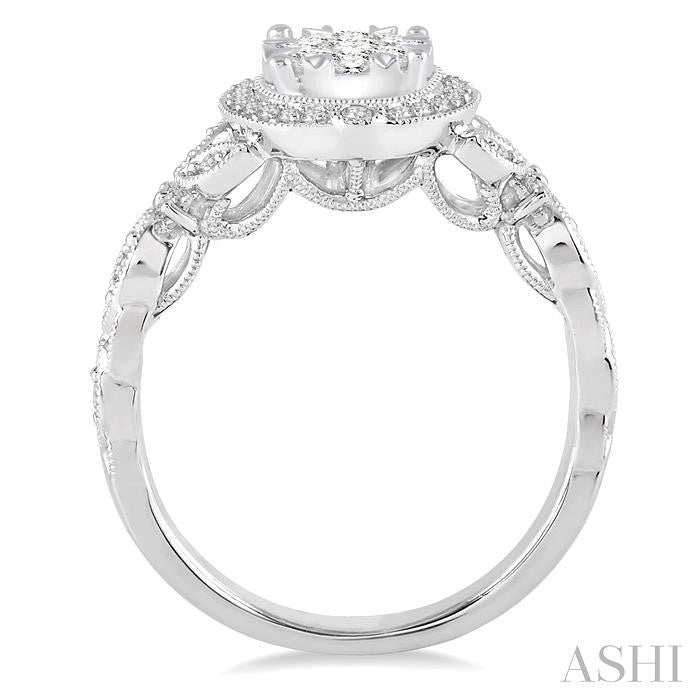 Round Shape Halo Lovebright Diamond Engagement Ring