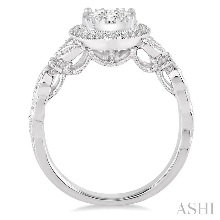 Round Shape Halo Lovebright Diamond Engagement Ring