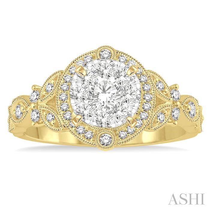 Round Shape Halo Lovebright Diamond Engagement Ring
