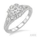 Princess Shape Halo Diamond Engagement Ring