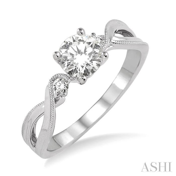 Round Shape Semi-Mount Diamond Engagement Ring