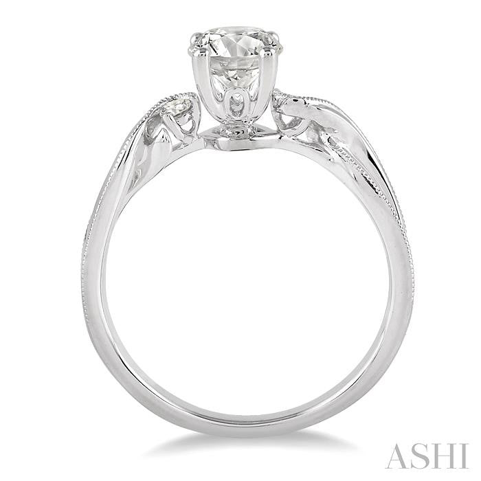 Round Shape Semi-Mount Diamond Engagement Ring